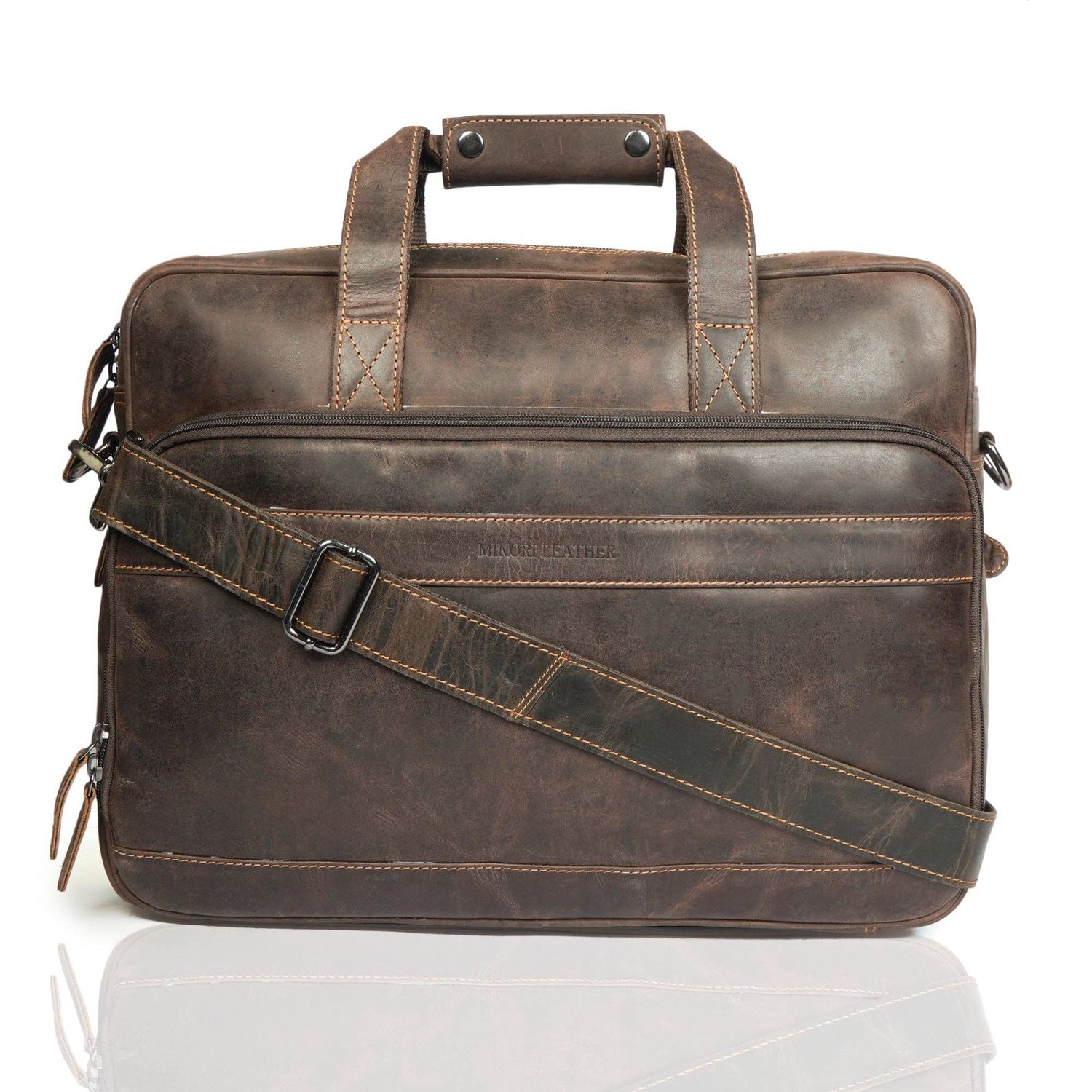 Sutton Leather Briefcase 16" Bag – Unisex – Brown