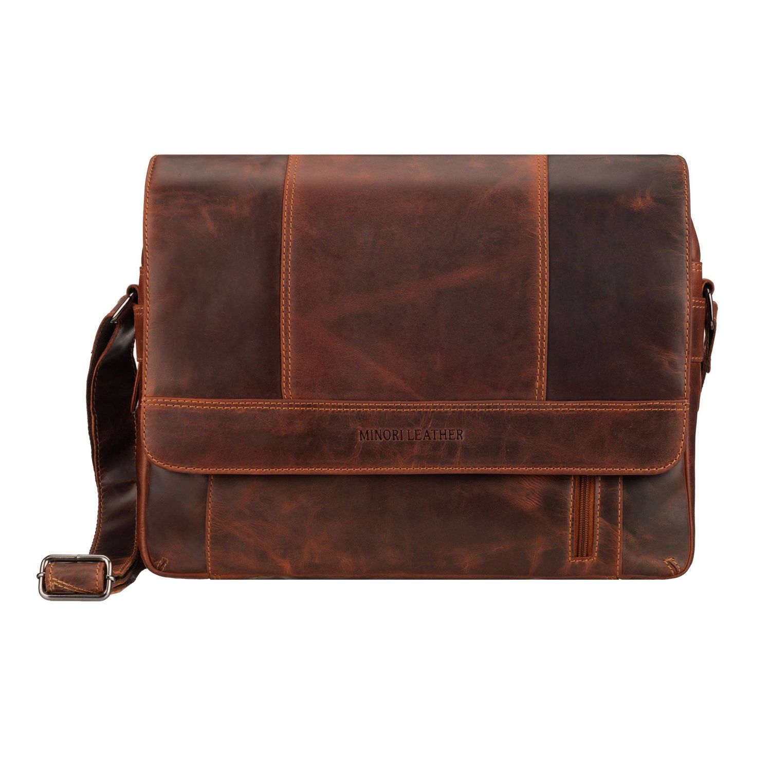Jordan Leather Messenger Bag in Chestnut