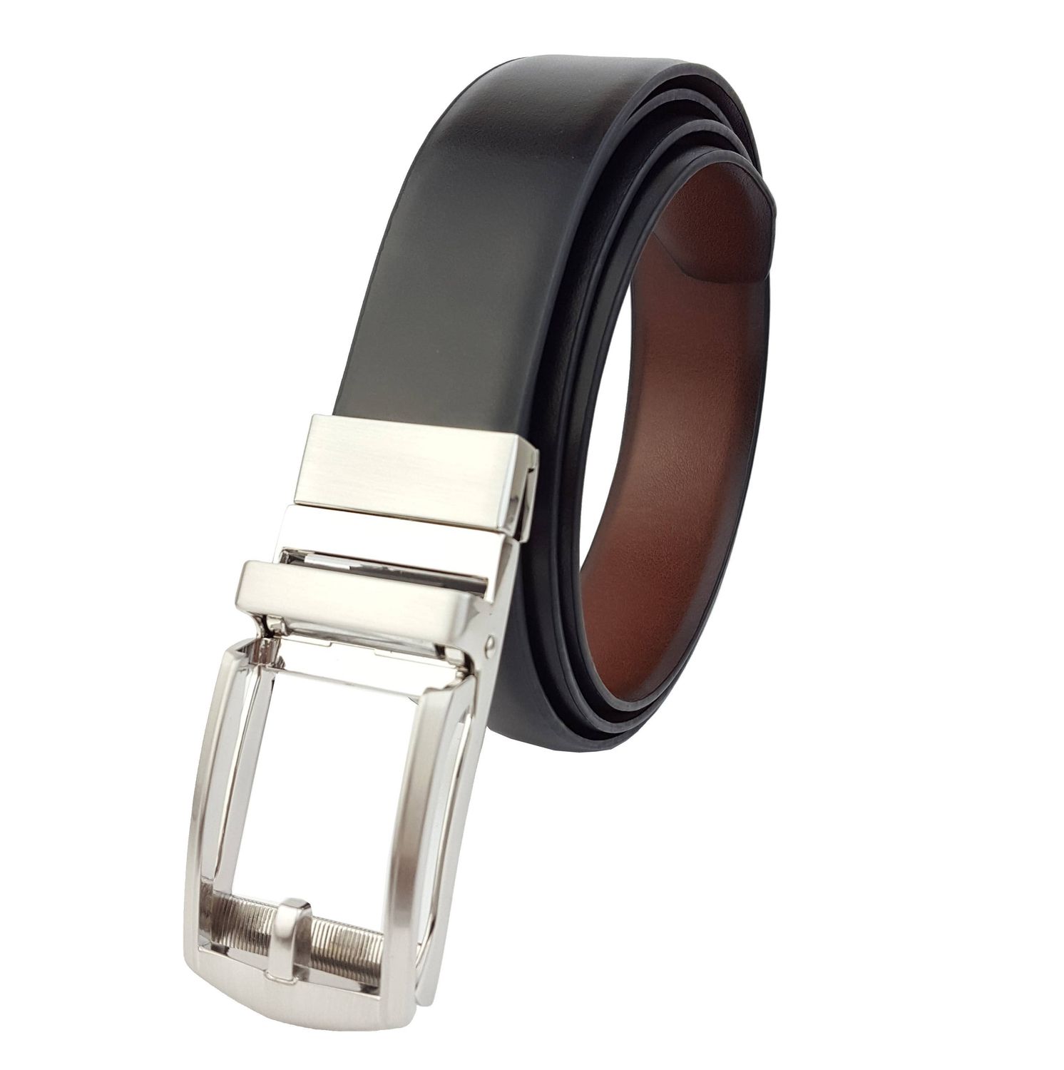 Men's Comfortable, "NO HOLE"  Classic Reversible Belt, Size: 44/46