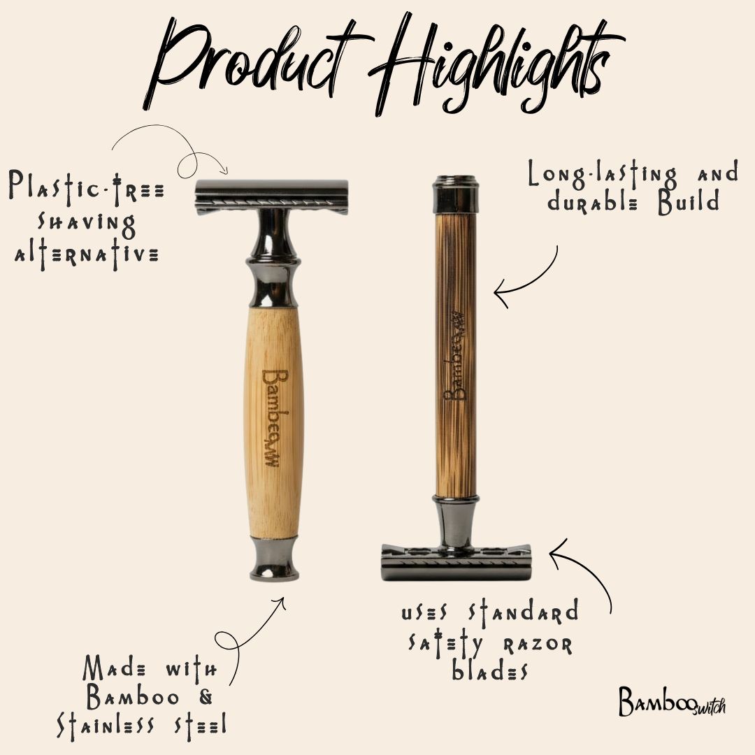 Bamboo Handle Stainless Safety Razor/Curved Handle with Stand