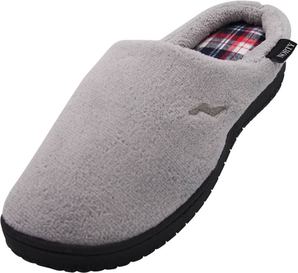 Norty Mens Slippers - Memory Foam Mule and Clog Slippers - F