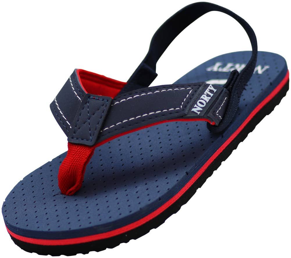 Norty Toddler Baby Boys Flip Flops 41416- Toddler Navy-Red