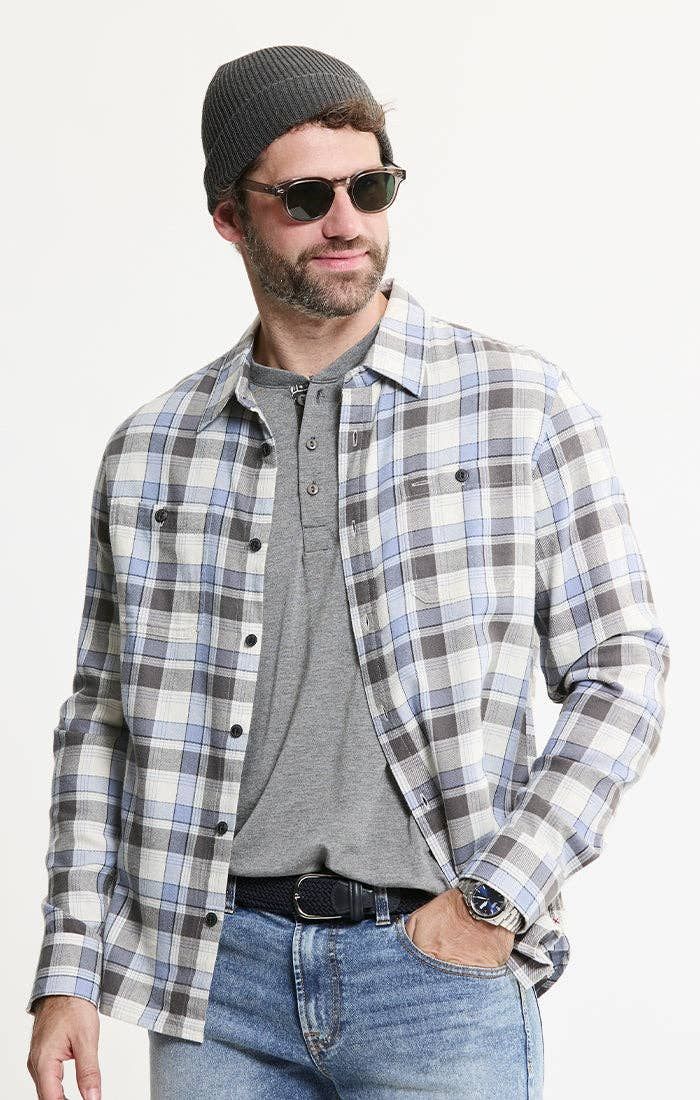 Rye Plaid Flannel Shirt, Color: SKY BLUE PLAID, Size: 2XL