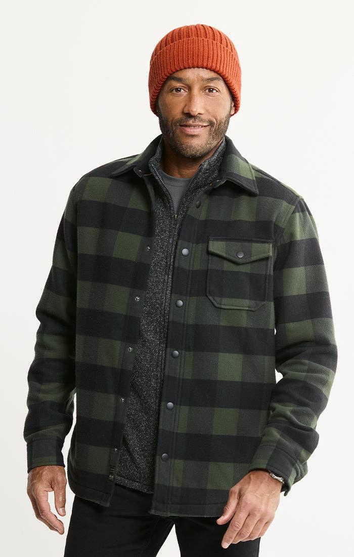 Doubleface Fleece Shirt Jacket, Color: FOREST BLACK CHECK, Size: 2XL