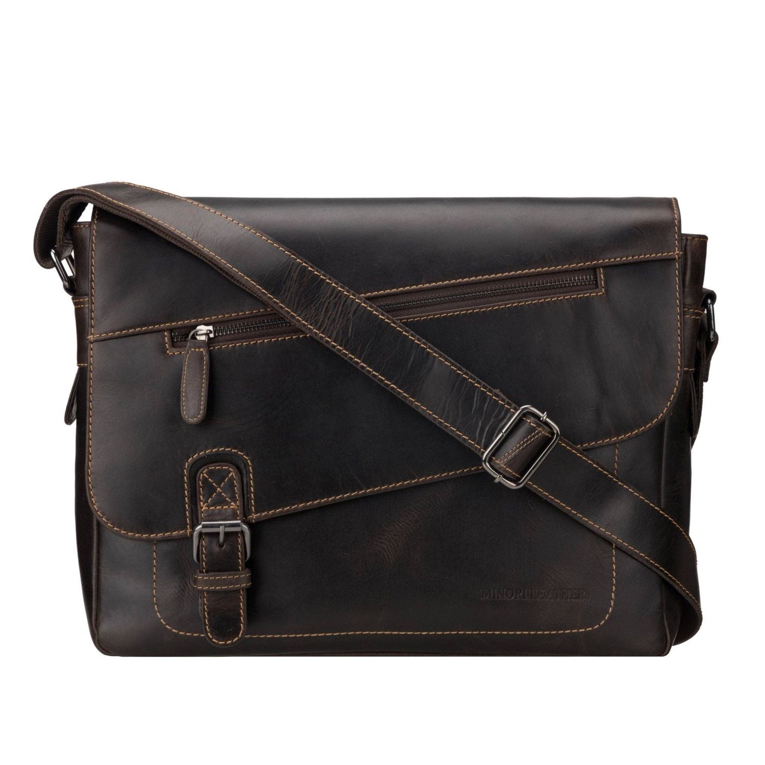 Premium Leather Laptop Bag 14" – Chicago – Brown