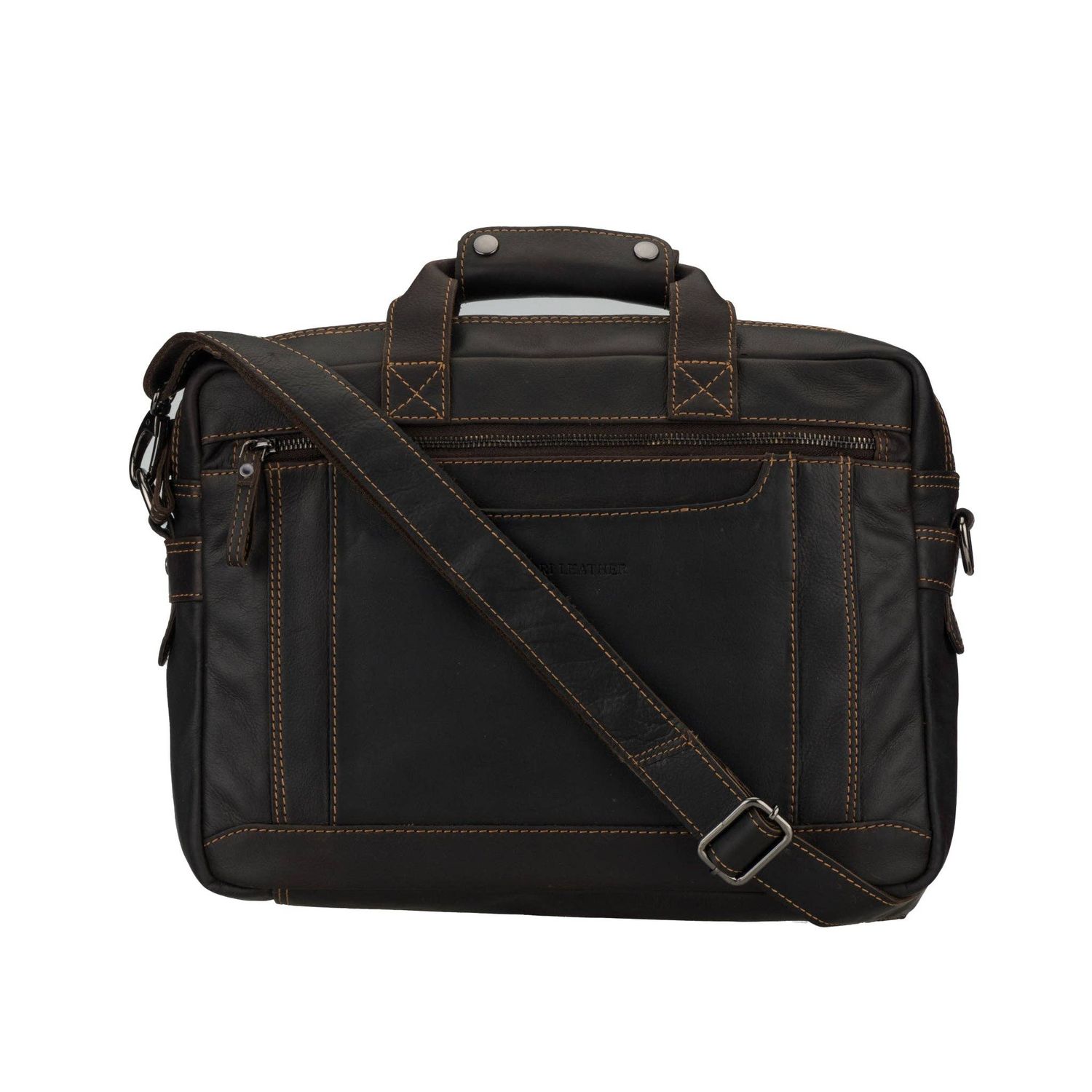 Seattle Leather Briefcase Bag 14" – Unisex – Brown