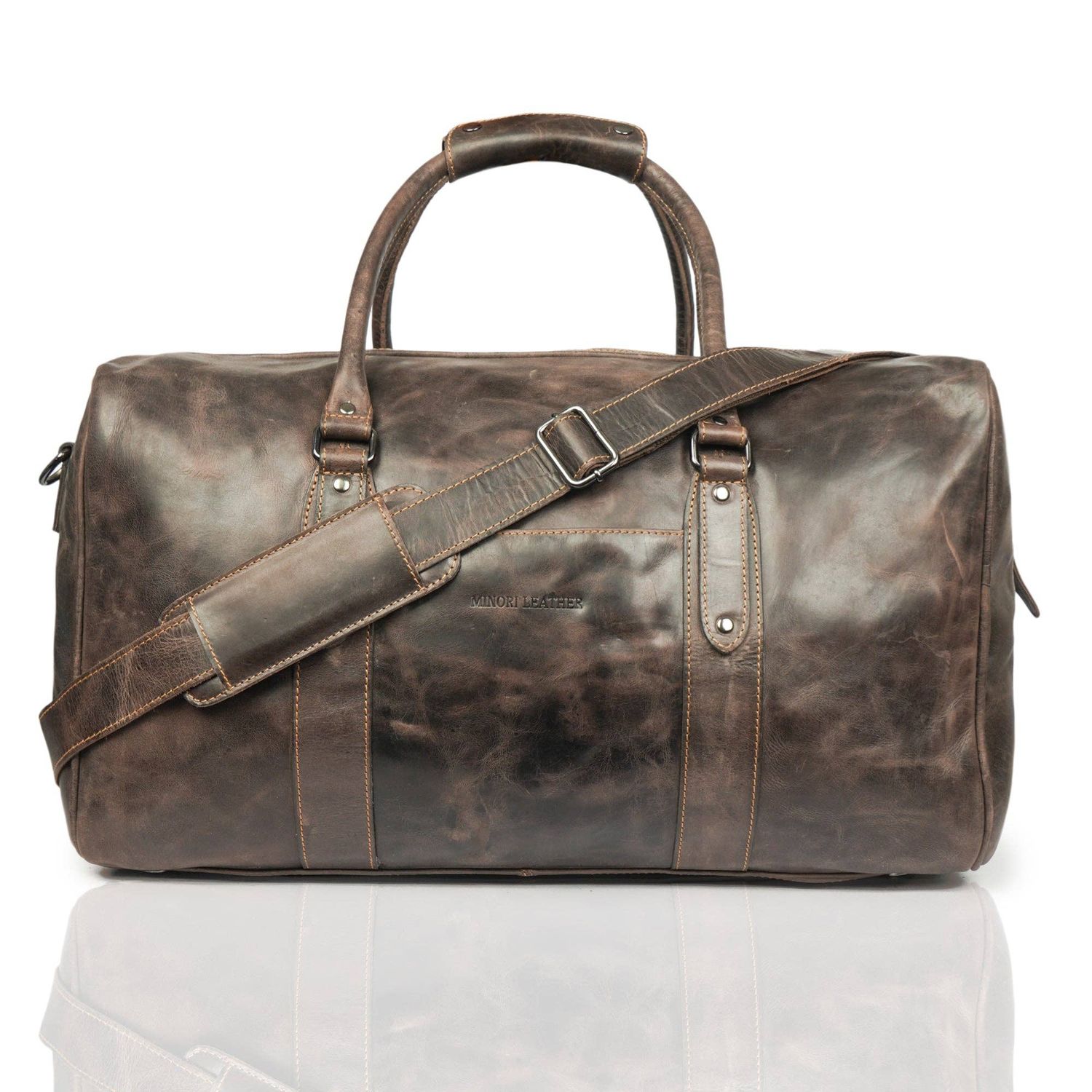 Riley Leather Duffle Bag in Brown