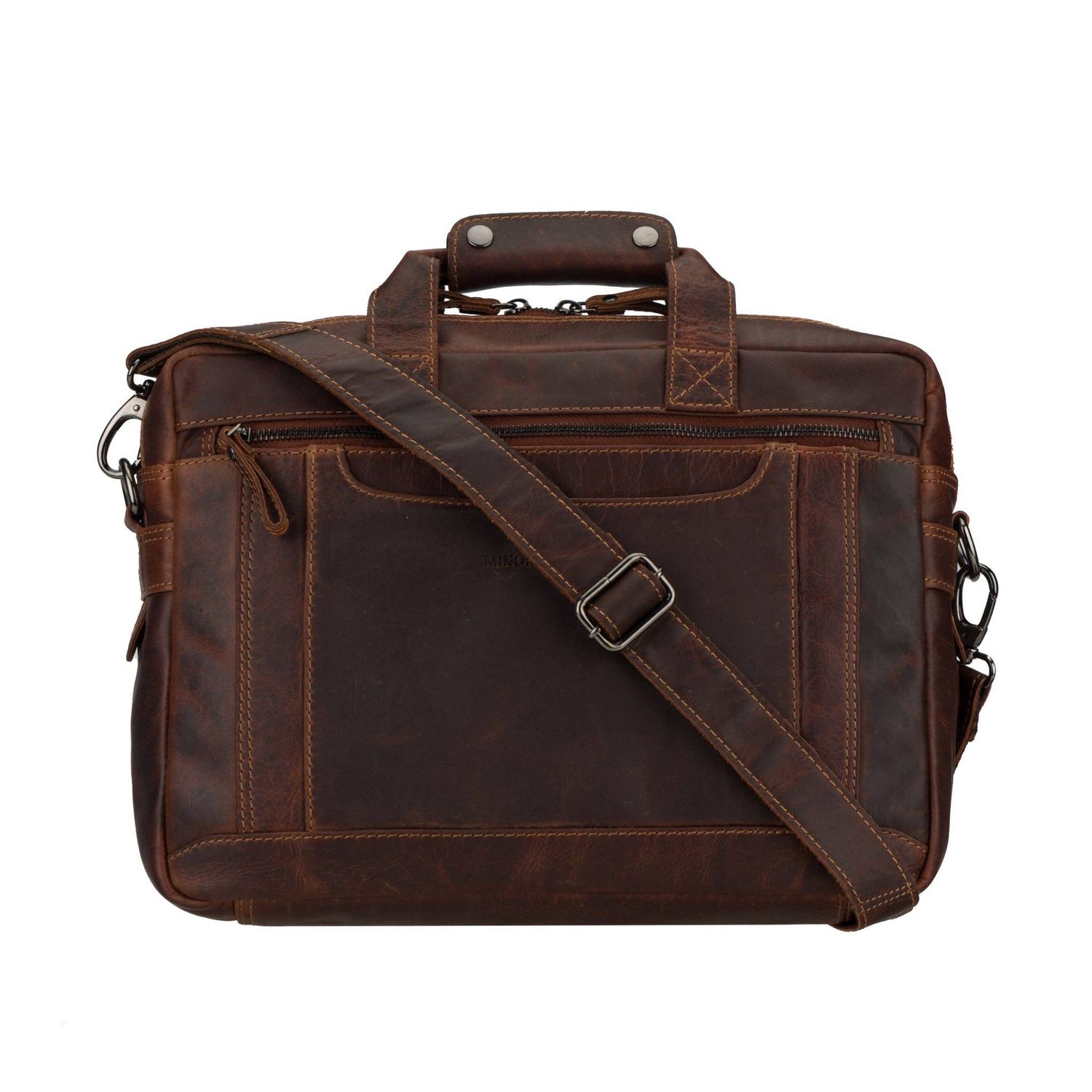 Seattle Leather Briefcase Bag 14" – Unisex – Chestnut