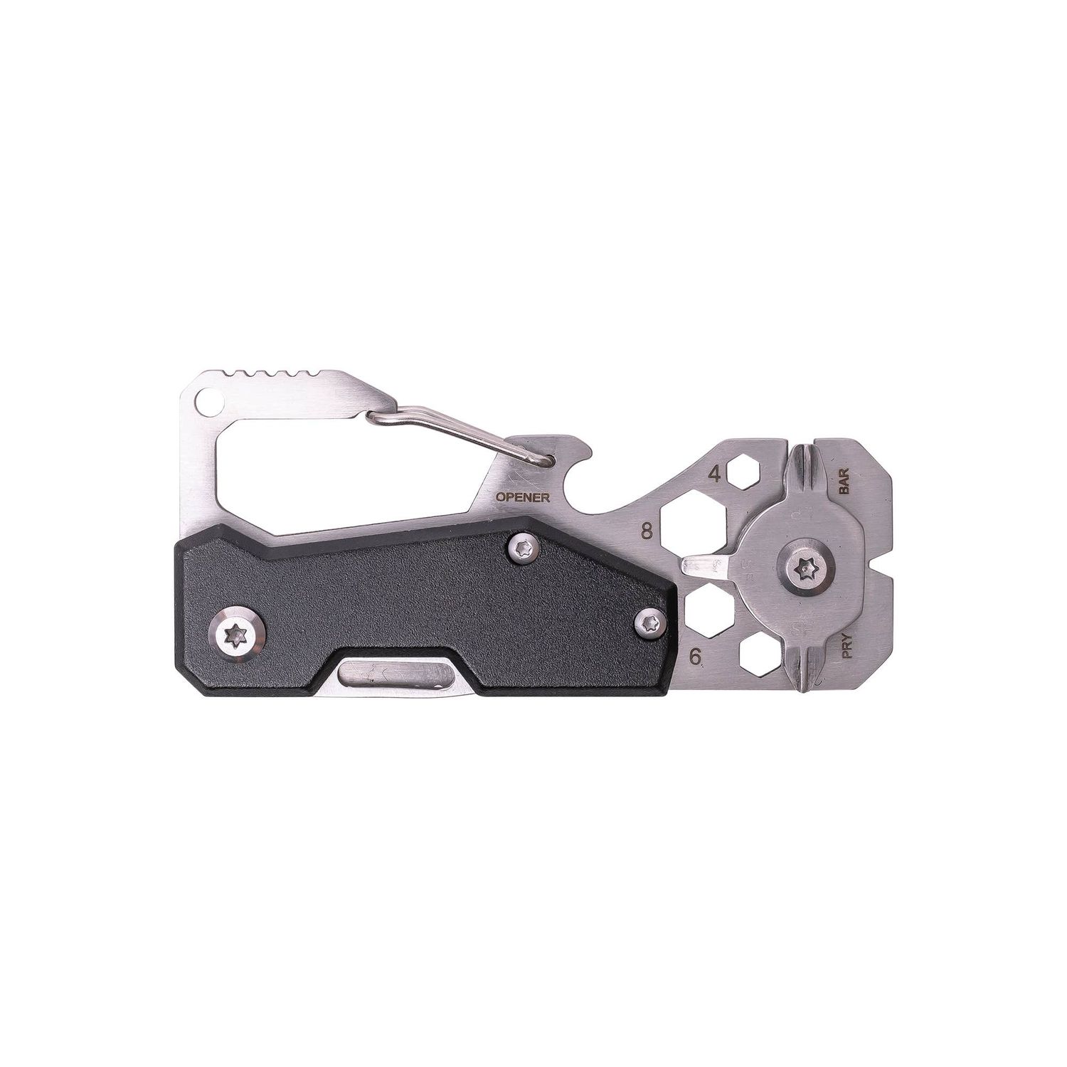 Stainless Multi-Tool Carabiner | Clip-On EDC Gear Tool, Color: Black