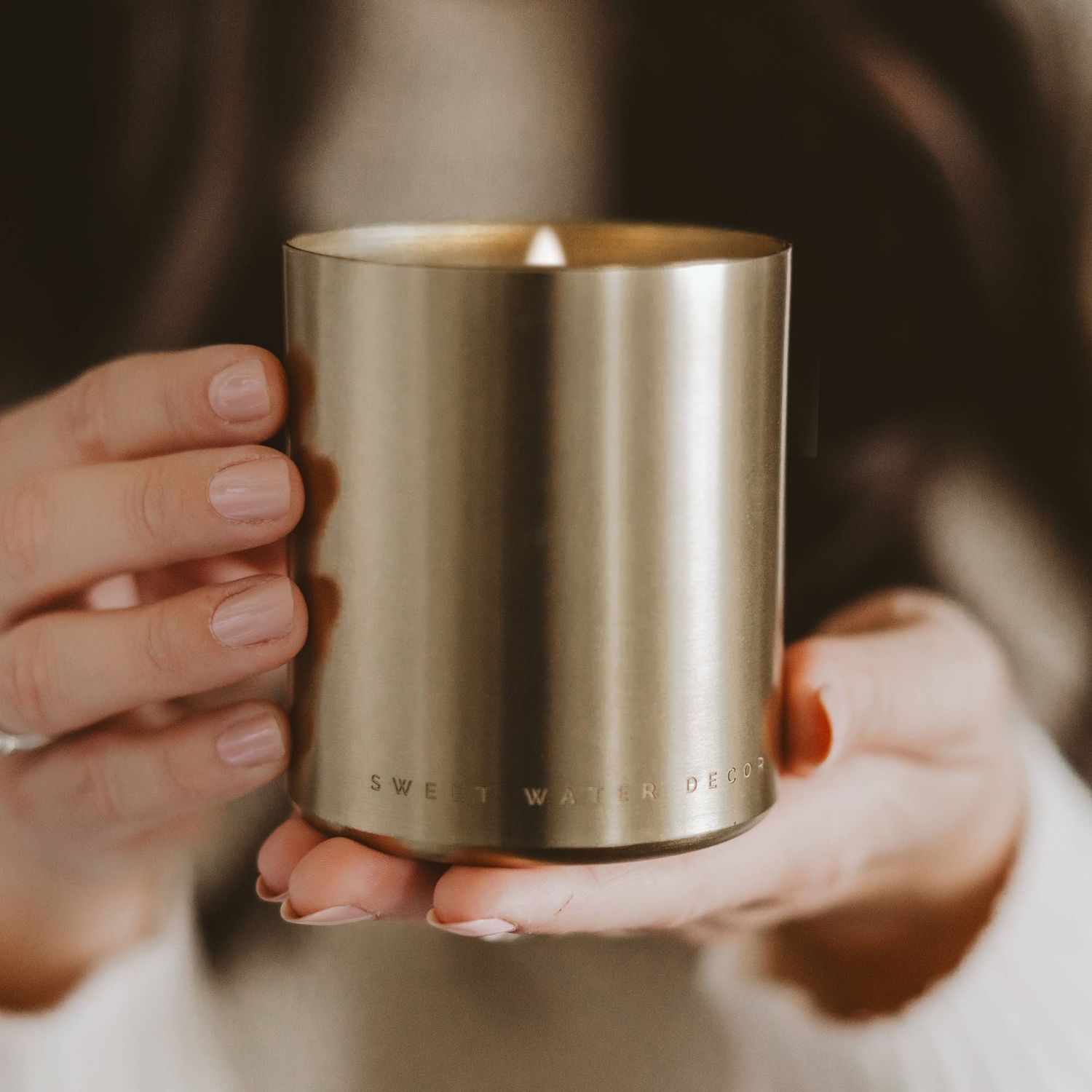 Warm and Cozy 10 oz Soy Candle, Metallic Jar - Gifts