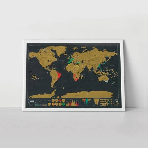 Deluxe Scratch Map Large - Black and gold scratchable map, Material: Laminate, coloured foil, paper