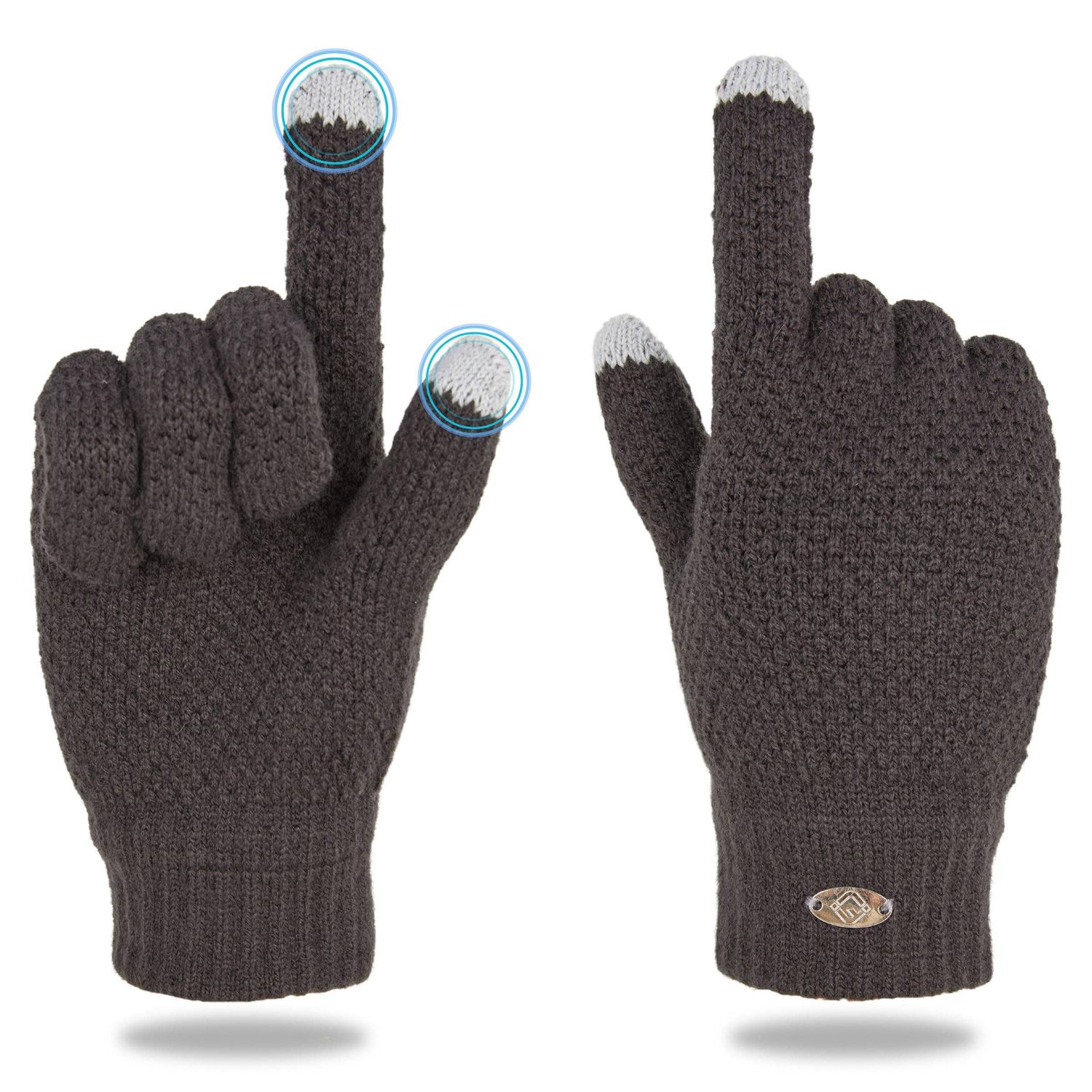 Men's Touch Screen Gloves - Charcoal