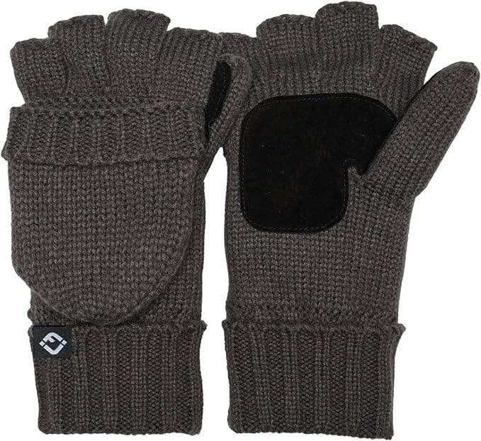 Men's Half Finger Knit Gloves -  Charcoal