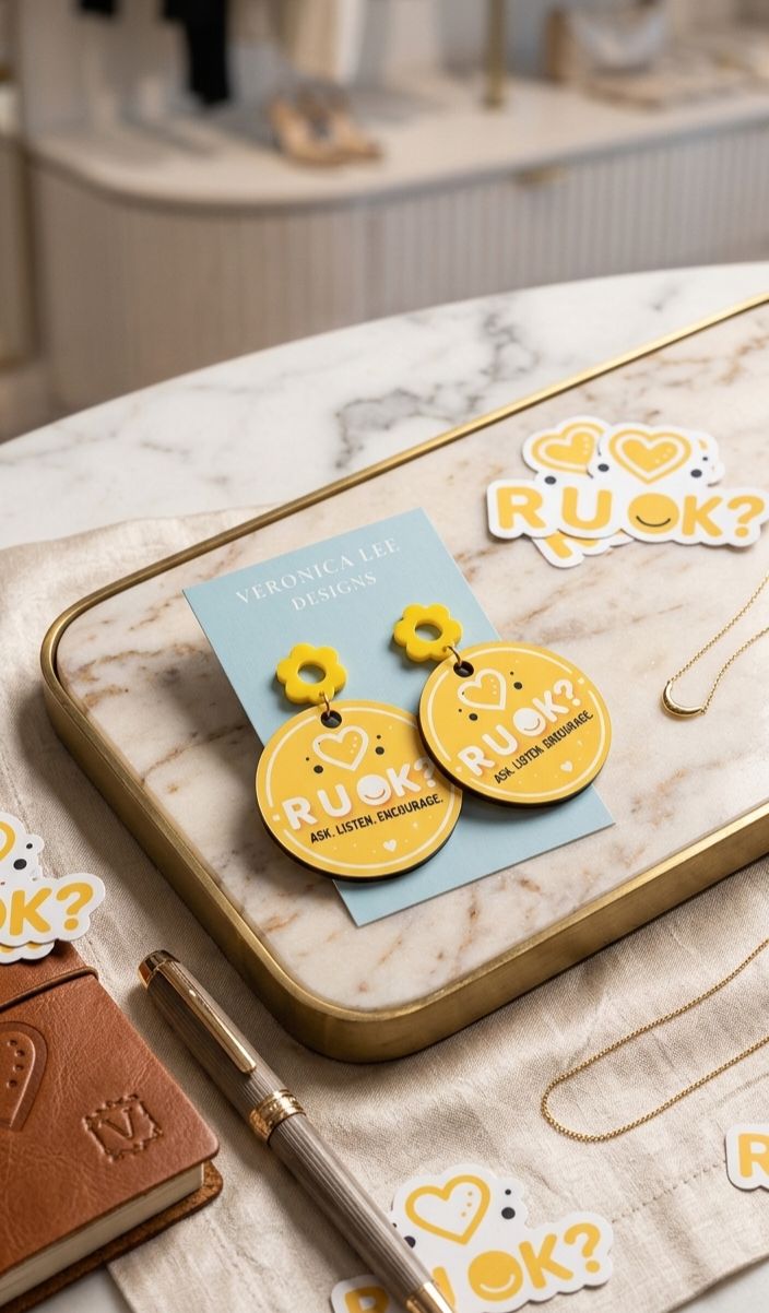 R U OK earrings