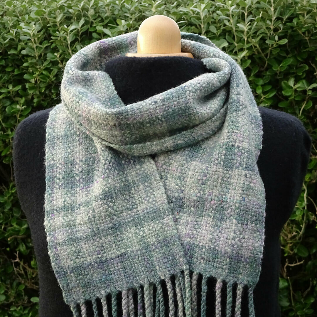 Handwoven handspun wool scarf, &#39;November Sea&#39;