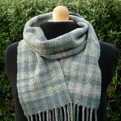 Handwoven handspun wool scarf, &#39;November Sea&#39;