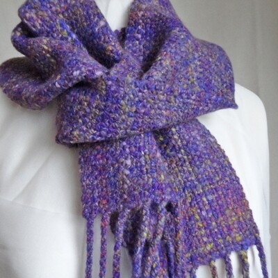 &#39;Lavender Garden&#39; handwoven handspun scarf