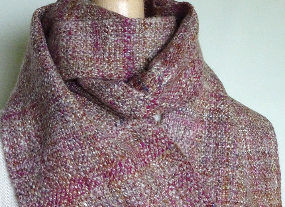 Handwoven, handspun wool scarf &#39;Evening Light&#39;.