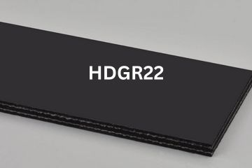 Black Conveyor Belt on Gray Background with HDGR22 in white letters