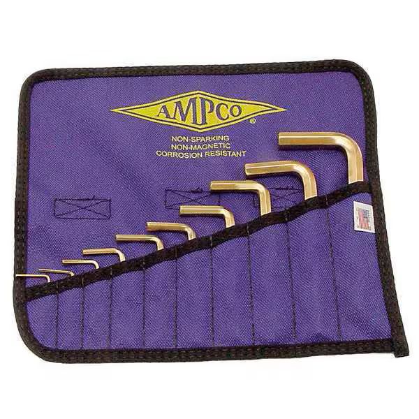 Ampco Safety M-42M 10-Piece Metric Hex Key Kit Non-Sparking, Non-Magnetic