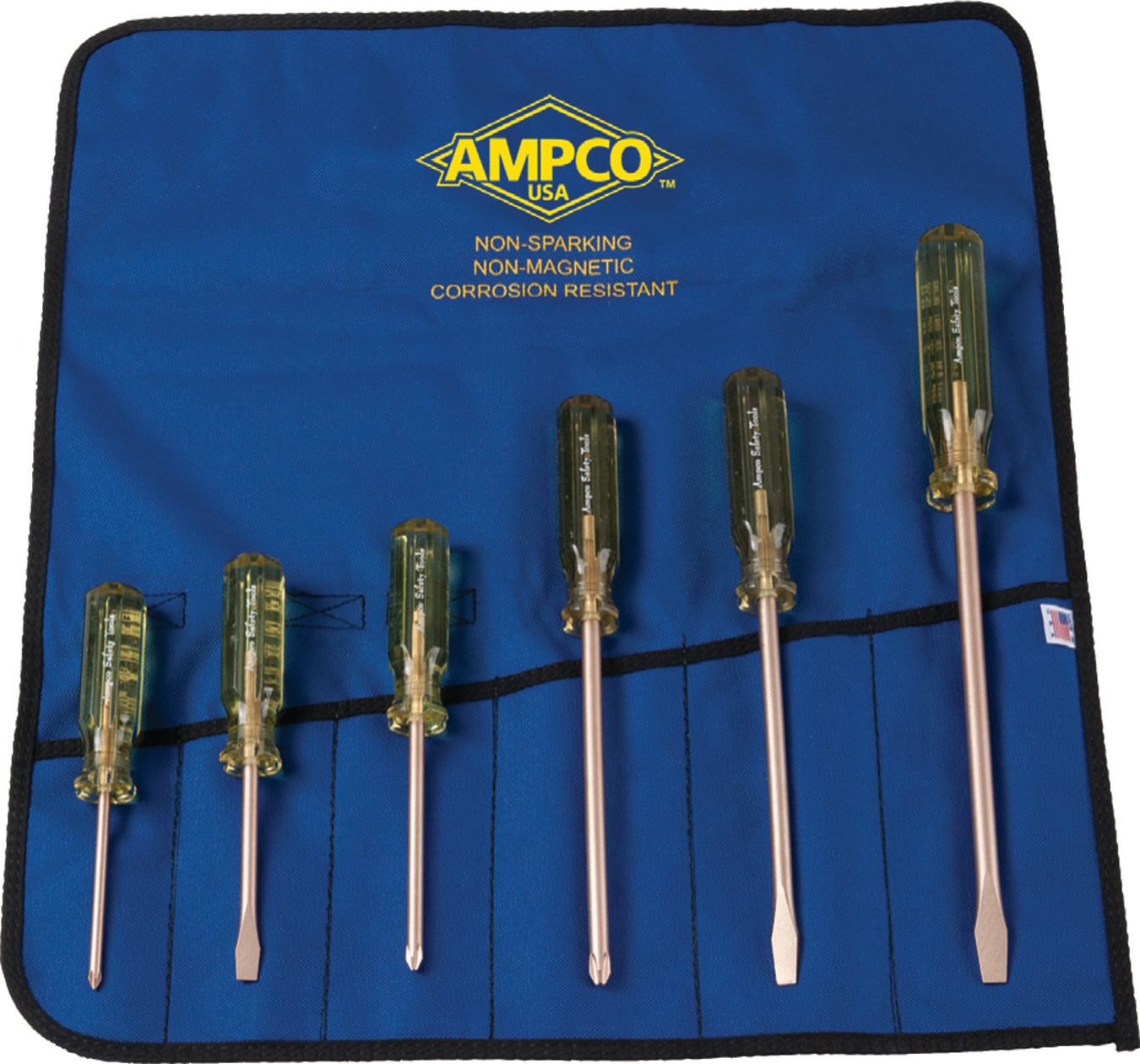 Ampco Safety M-39 6-Piece Screwdriver Kit Non-Sparking, Non-Magnetic, in Blue Holder