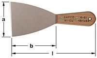 Ampco K-31 Putty Knife, Flexible Blade, 3-1/2 in. Wide Non-Sparking, Non-Magnetic