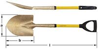 Ampco S-83FG Round Point Shovel, D-Grip Handle, 37 in. OAL Non-Sparking, Non-Magnetic