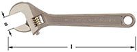 Ampco W-74 Adjustable Wrench, 15 in. OAL, Opens to 1-11/16 in. Non-Sparking, Non-Magnetic