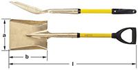 Ampco S-84FG Square Point Shovel, D-Grip Handle, 37 in. OAL Non-Sparking, Non-Magnetic