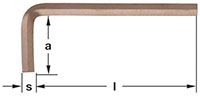 Ampco WH-3/8 Hex Key, 3/8 in., L-Type DIN 911 Non-Sparking, Non-Magnetic
