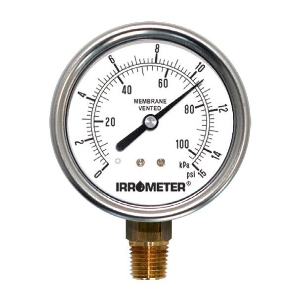 IRROMETER 7MV-200 Membrane-Vented Pressure Gauge, 200 psi