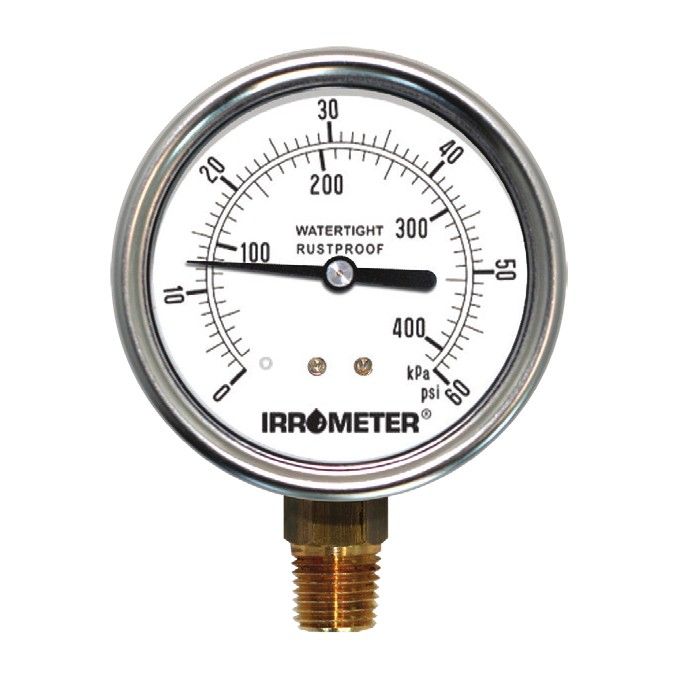 IRROMETER 7LF-60 Liquid-Filled Pressure Gauge, 60 psi