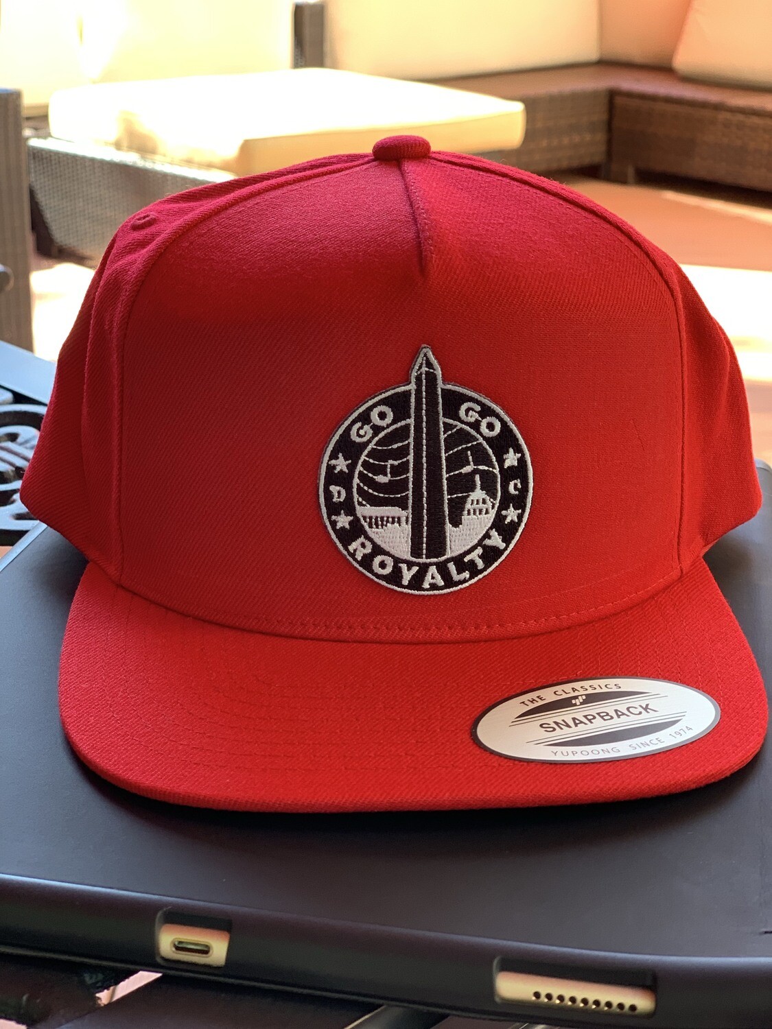 Go-Go Royalty Red Classic Snapback Cap with the Go-Go Royalty Patch
