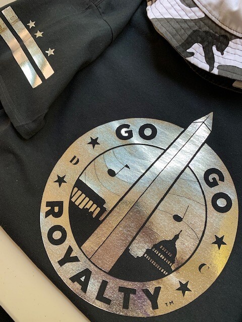 Black Go-Go Royalty Short Sleeve T-shirt W/ Silver Metallic Logo and Original Patch