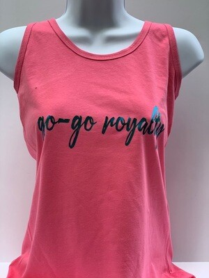 Go-Go Royalty Womens Hot Pink Racer Back Tank Top w/Logo Patch