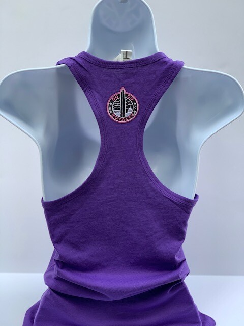 Go-Go Royalty Womens Purple Racer Back Tank Top w/Logo Patch