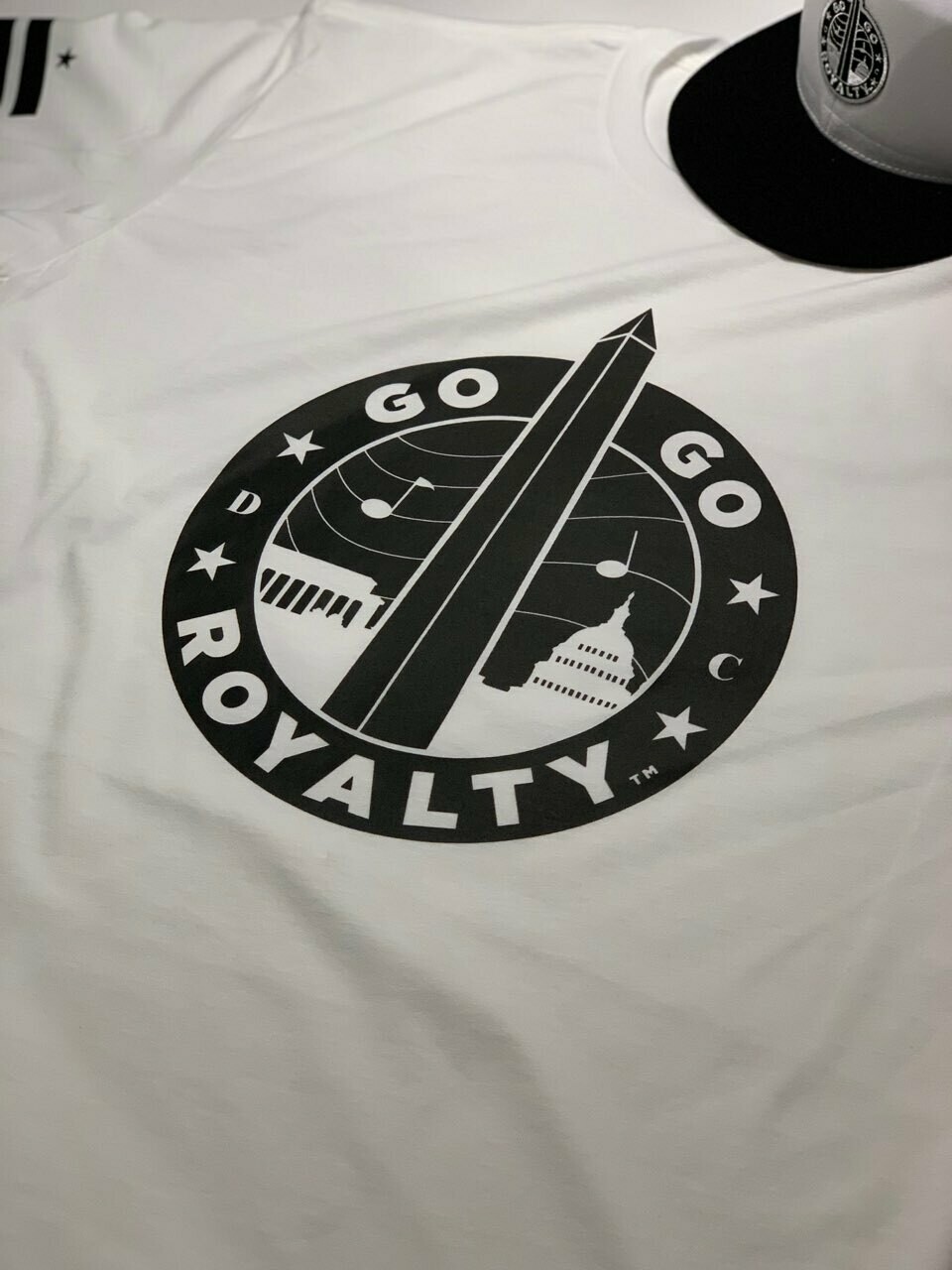 Go-Go Royalty White T-Shirt Short Sleeve T-shirt w/Monument Logo &amp; Patch