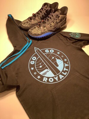Black and Turquoise Light Weight Hoodie with Turquoise Go-Go Royalty Graph