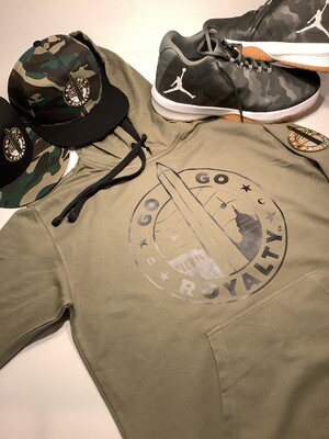 Military Green and Black Light Weight Hoodie with Black Go-Go Royalty Graph