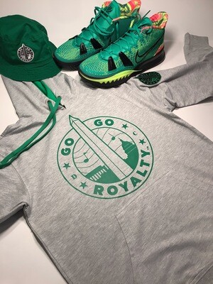 Gray and Kelly Green Light Weight Hoodie with Kelly Green Go-Go Royalty Graph