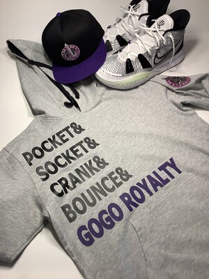 Gray and Black Light Weight Hoodie with Pockets &amp; Socket Go-Go Royalty Graph