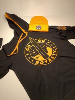 Black and Gold Light Weight Hoodie with Gold Go-Go Royalty Graph