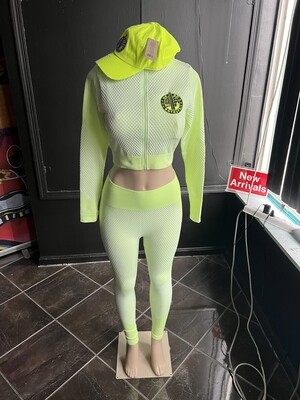 Neon Zip Up Jacket &amp; Leggings Sports Set