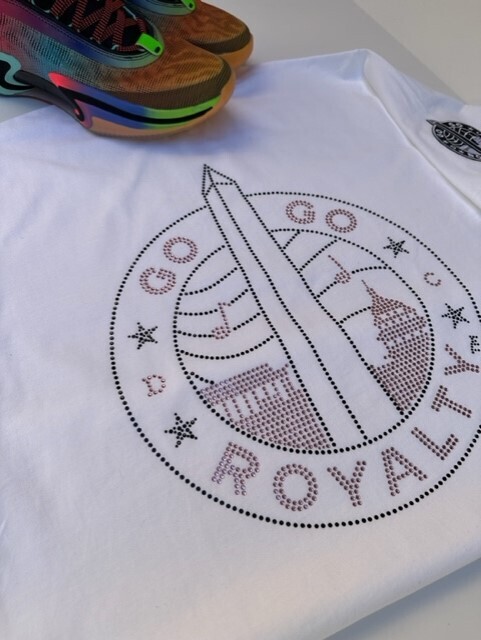 White *Luxe-T* w/GGR Red Rhinestone Graph-(T-Shirt)