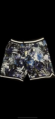 GGR Flowered-Black-Aqua Blue-Shorts