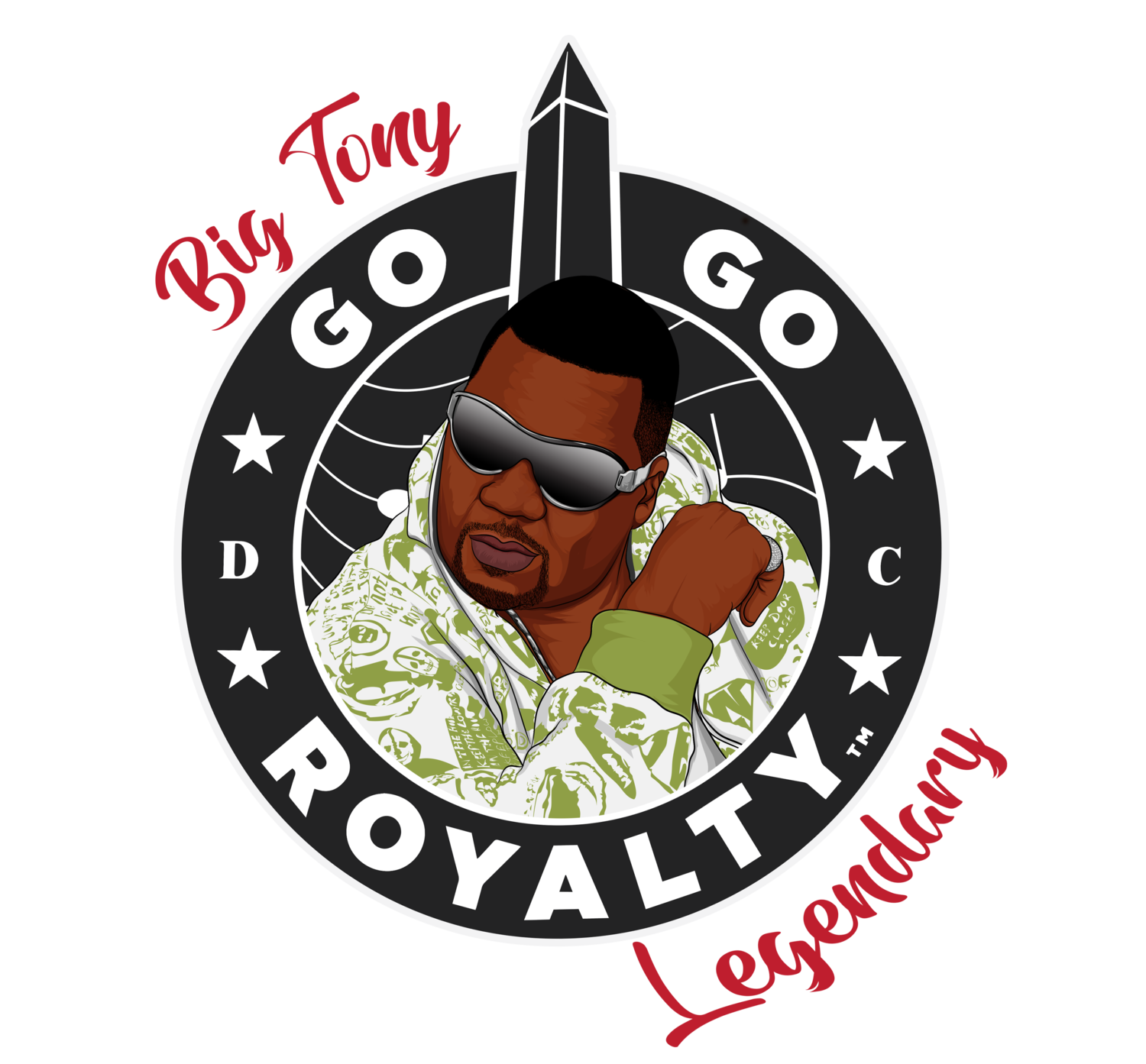 Go-Go Royalty"Big Tony" of Trouble Funk  Legendary Collection Series Short Sleeve T-shirts (Choose Your Color)