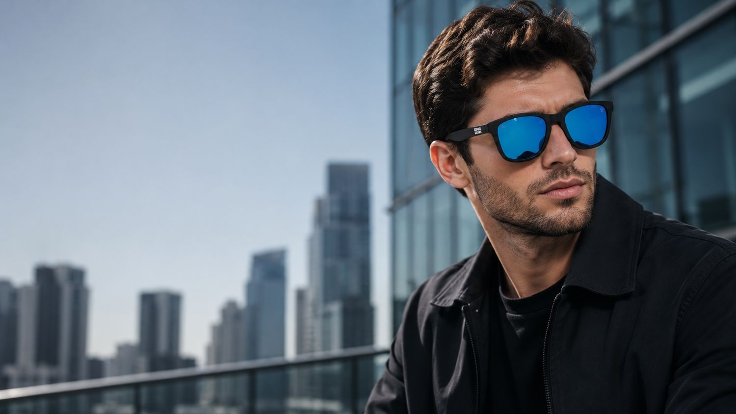 Hombre con gafas urbanas Gorila Guard en la ciudad