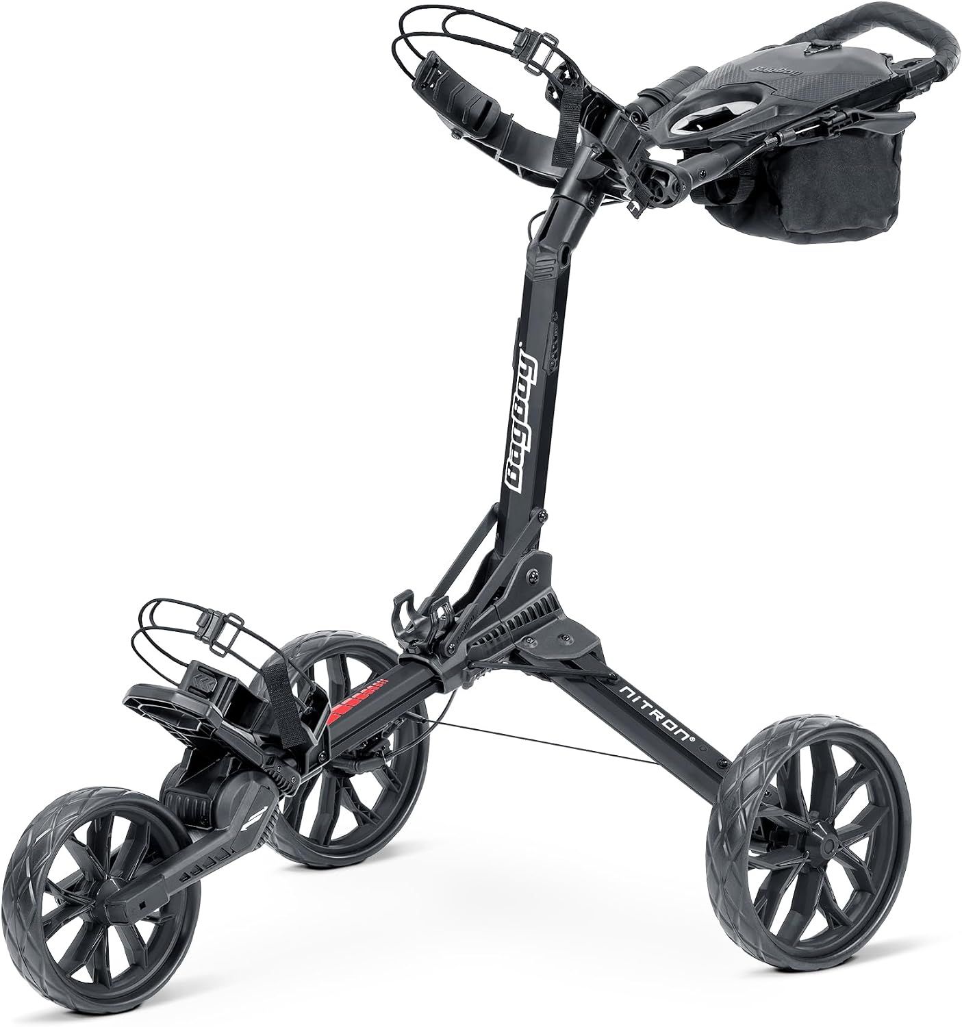 Bag Boy Nitron Auto-Open Golf Push Cart, Black/Black