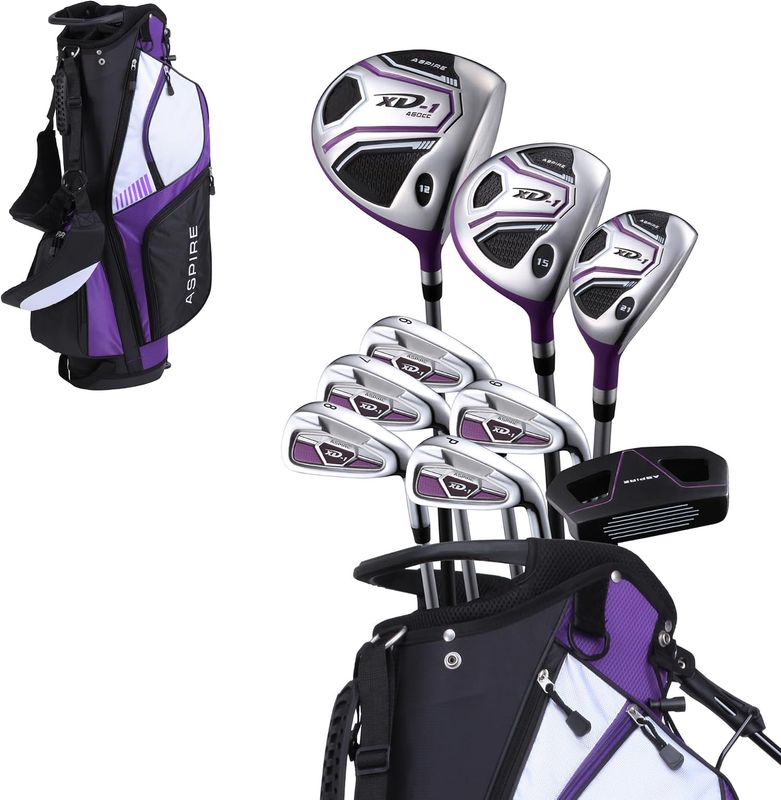Aspire XD1 Women's Complete Golf Club Set - Purple (Driver, Fairway, Hybrid, 6-PW, Putter, Stand Bag)