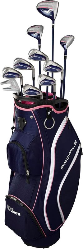 Wilson Women's Profile Complete Golf Set with Cart Bag - Right Hand, Ladies, Navy/Rose Gold/Silver